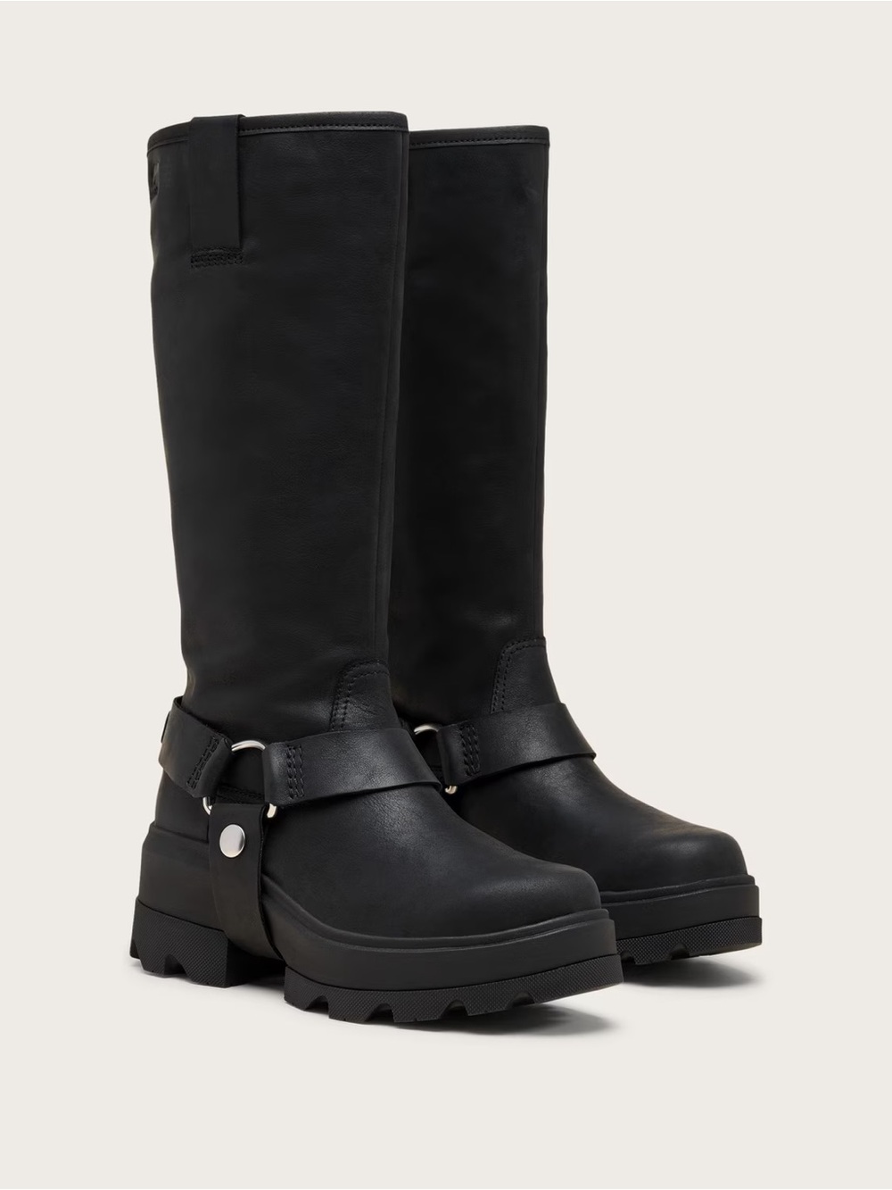 SOREL Joan Frwd Tall Women's Boots Black Leather Mid-Calf Harness sz 11 NWT
